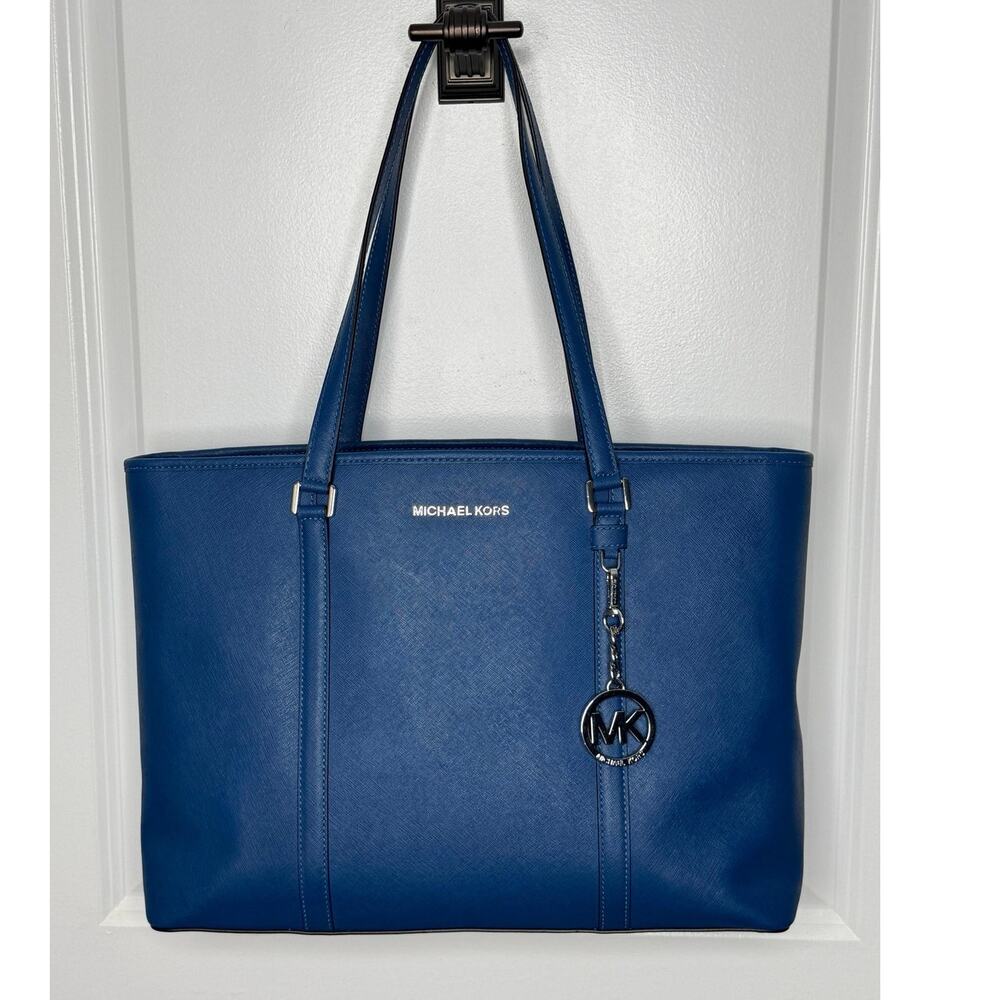 Michael Kors Large Sadie Saffiano Leather Tote Galaxy Blue Used 1x| EUC